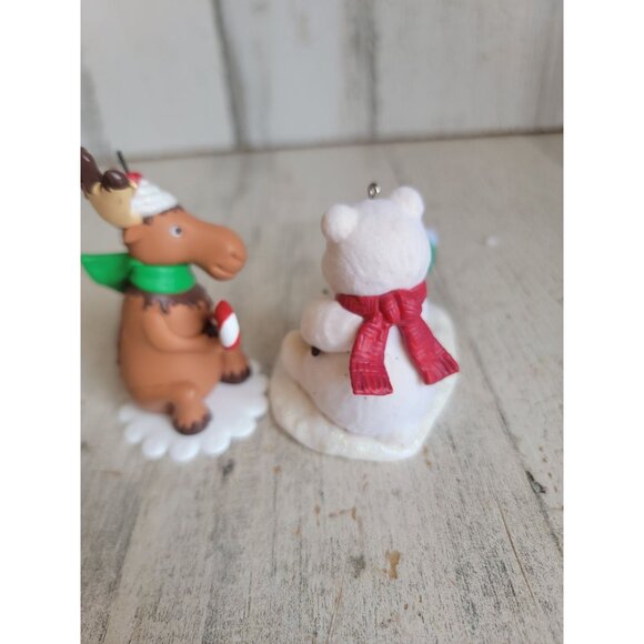 Hallmark polar bear pals s'mores moose Sunday candy ornament Xmas set - Picture 7 of 8